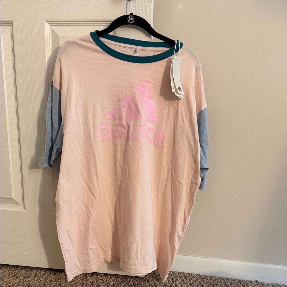 Adidas Women’s Pink and Blue Short Sleeve Tee